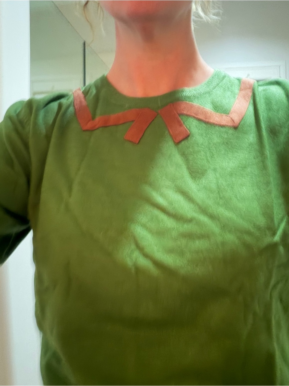 Tulip B Green Knit Top with Contrast Rust Bow - Picture 3 of 3